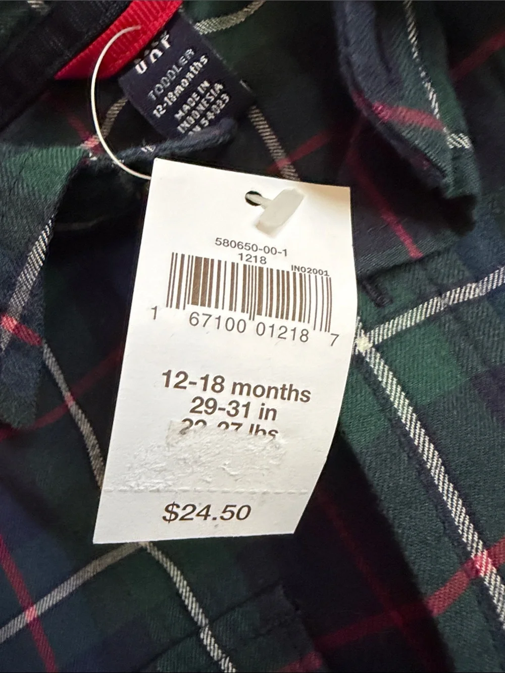 GAP Boys Green and Blue Plaid Button-Down Shirt